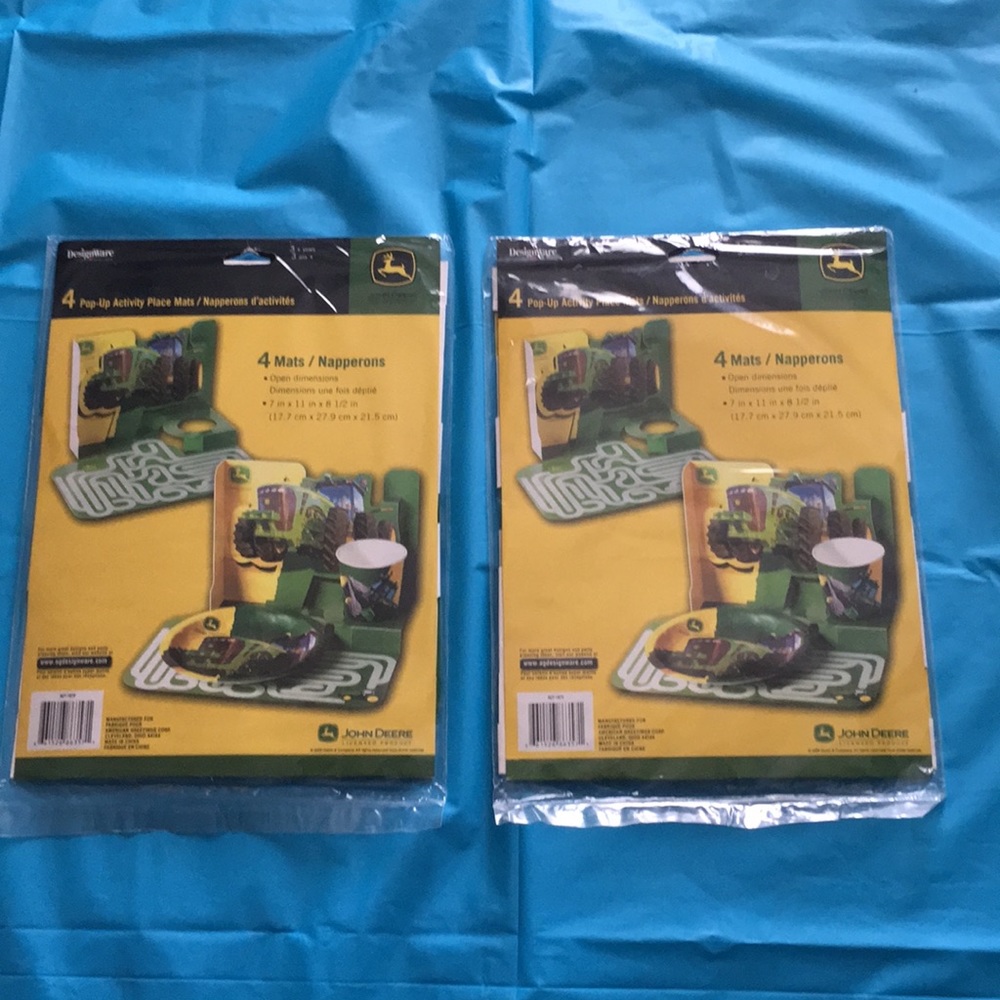 John Deere Yellow and Green Kids Activity Placemats - 8 Pack